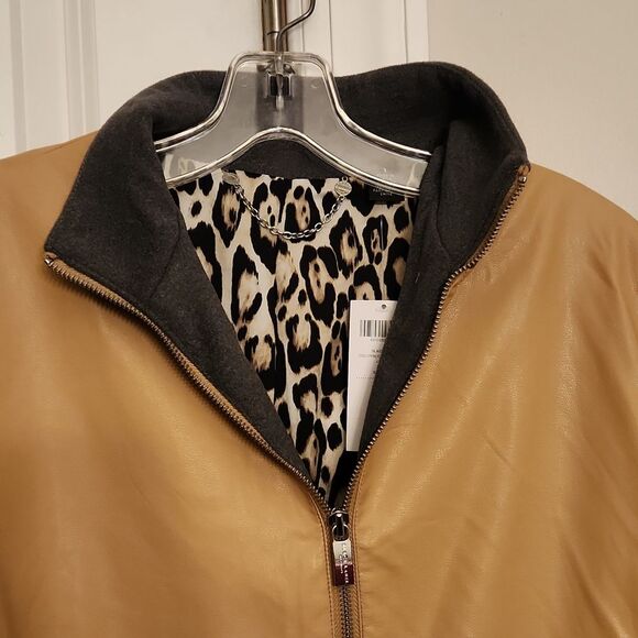 Chico's Black Label Colorblocked Topper Jacket Gray & Tan Size 1 US 8 NWT - Picture 3 of 12